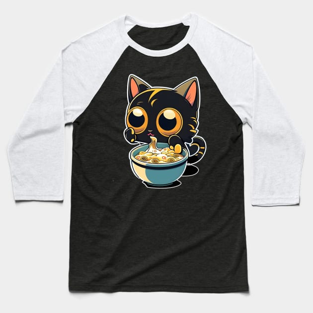 I Just Really Love Ramen - Black Cat Anime Kawaii japanese Baseball T-Shirt by jordanfaulkner02